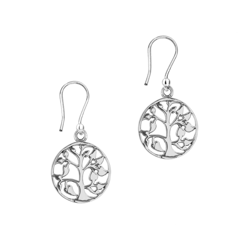 Celtic Silver Tree Of Life Drop Earrings