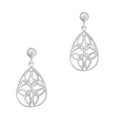 Celtic Trinity Knots Silver Oval Earrings