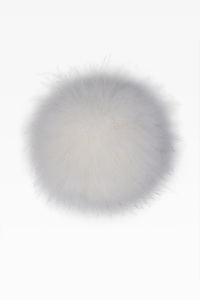 100% Faux Fur Pom Pom White/ Black Tip