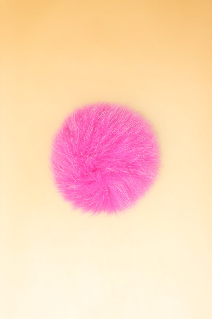 100% Real Fur Pom Pom Hot Pink