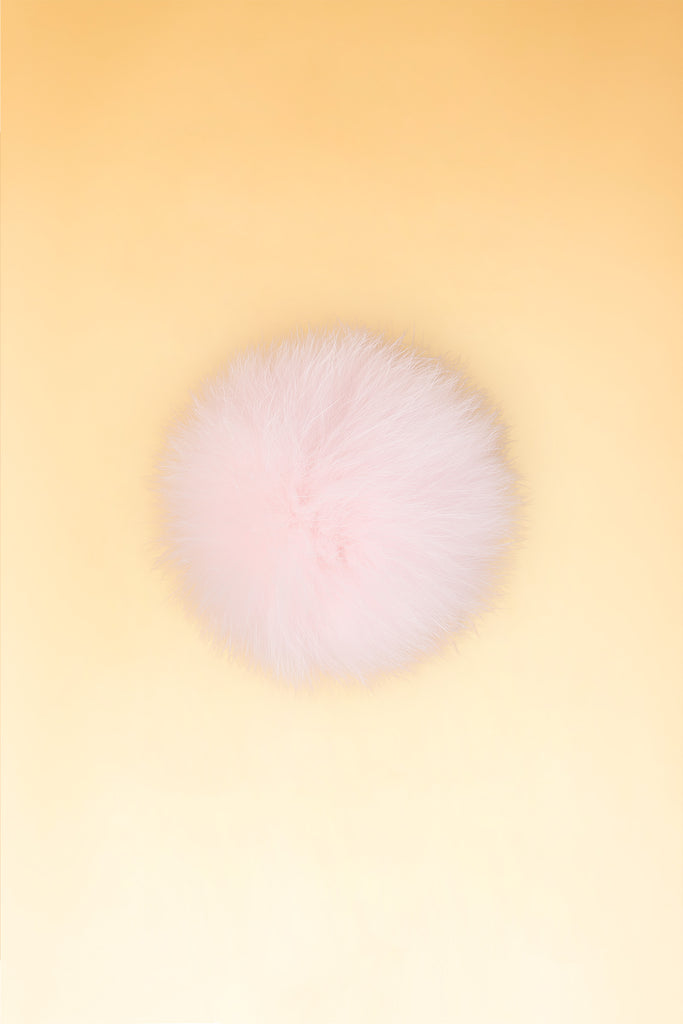 100% Real Fur Pom Pom Pastel Pink