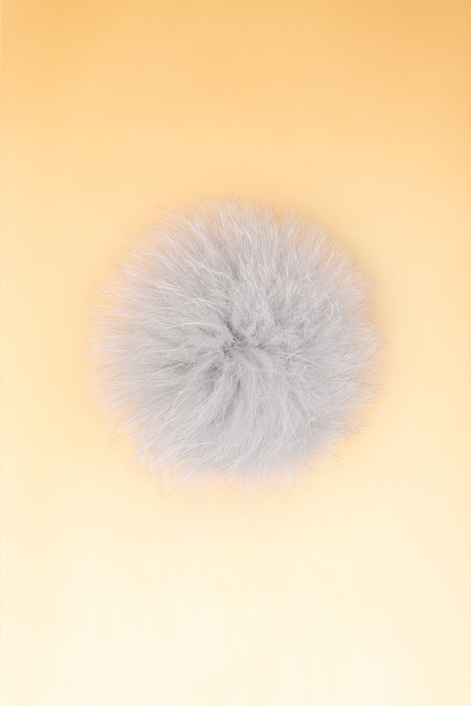 100% Real Fur Pom Pom River Grey