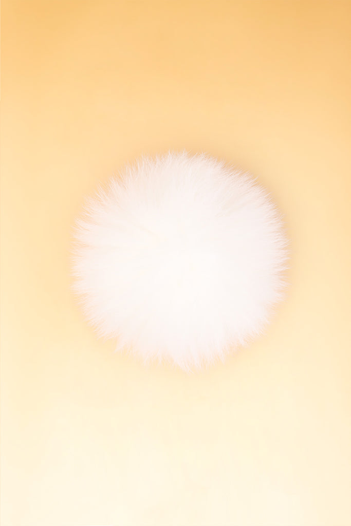 100% Real Fur Pom Pom White