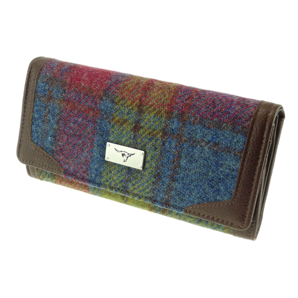 Women's Harris Tweed Bute Long Purse  Multi Colour Tartan