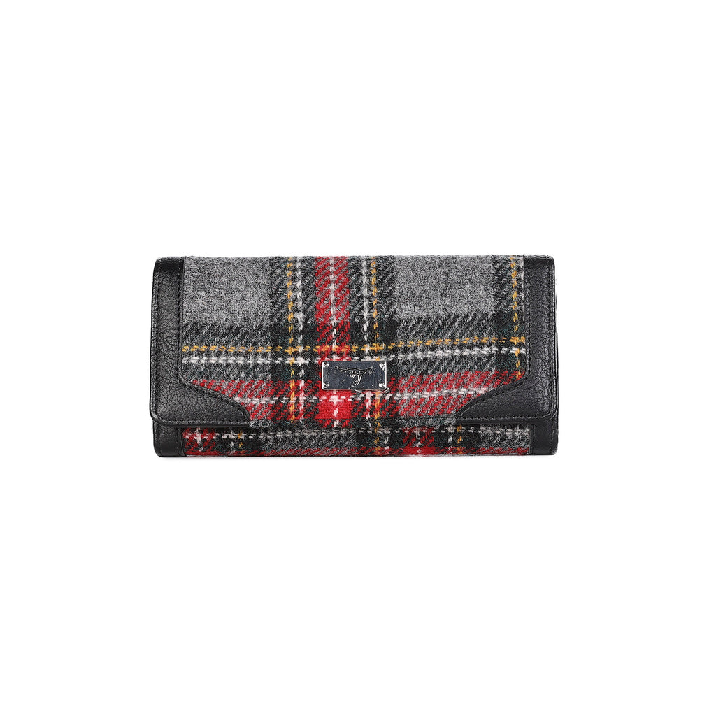 Harris Tweed Purse - Bute Grey/Red Tartan