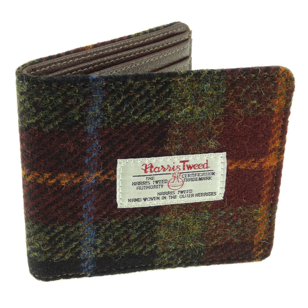 Men's Harris Tweed Mull Wallet  Orange/Green Check