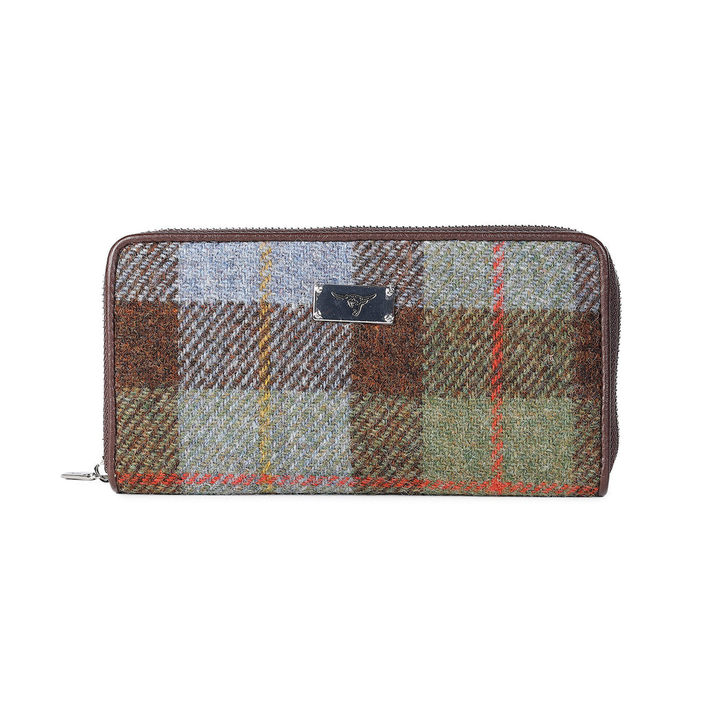 Harris Tweed Long Zip Purse - Staffa Macleod Tartan