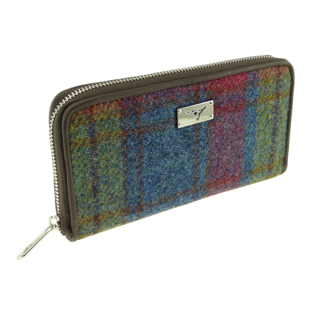 Women's Harris Tweed Staffa Zip Purse  Multi Colour Tartan