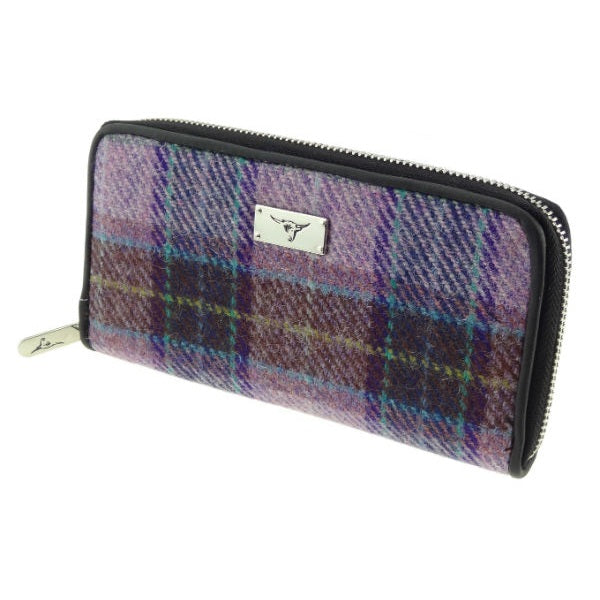 Women's Harris Tweed Staffa Zip Purse  Pink Purple