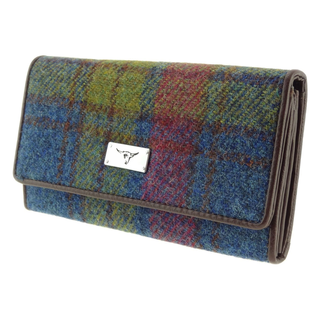 Women's Harris Tweed Tiree Long Purse  Multi Colour Tartan