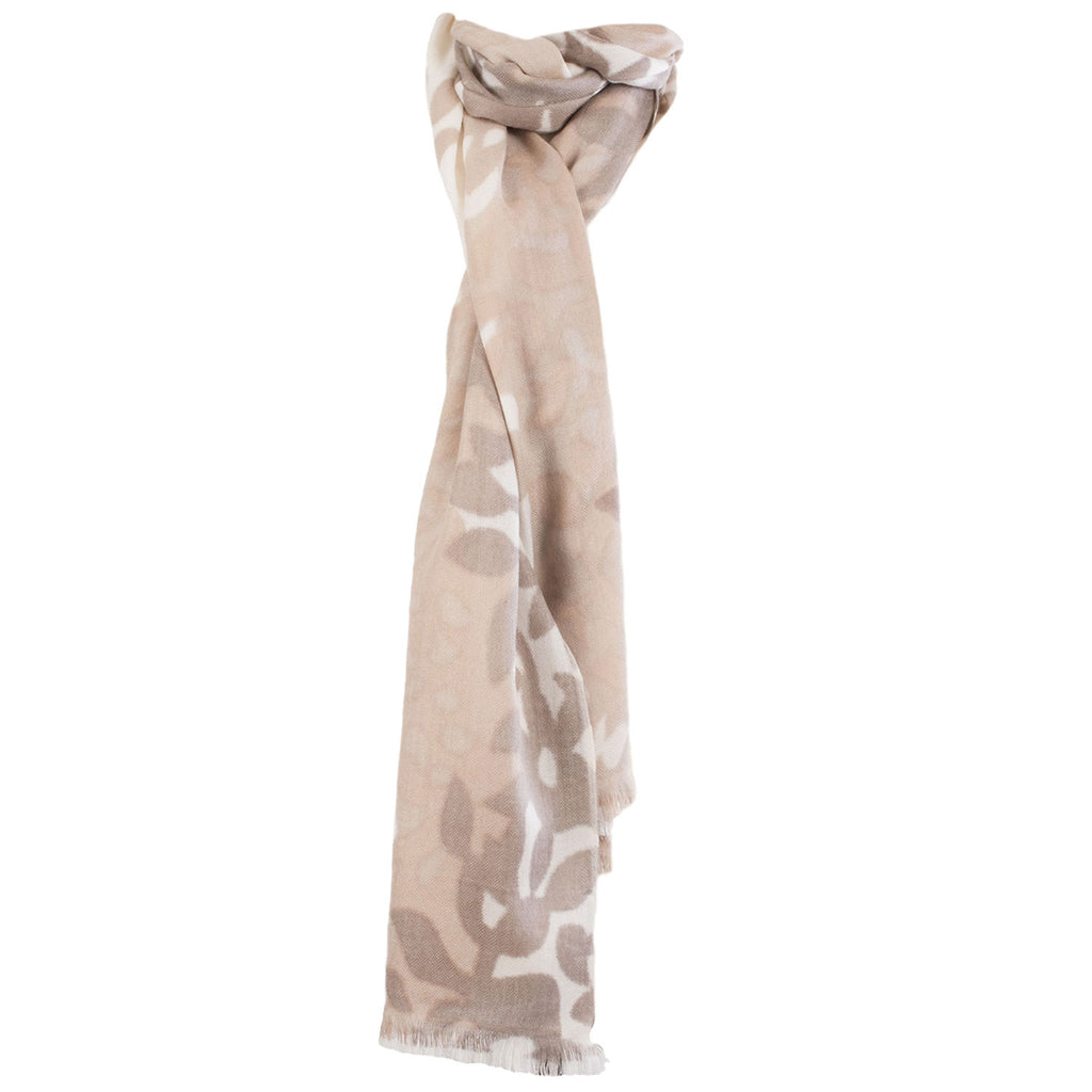 100% Cashmere Stole Leaf Print Taunat