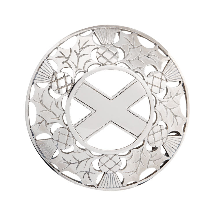 Thistle/Saltire Plaid Brooch