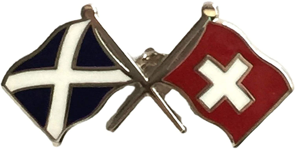 Saltire & Switzerland Crossed Flags Lapel Pin